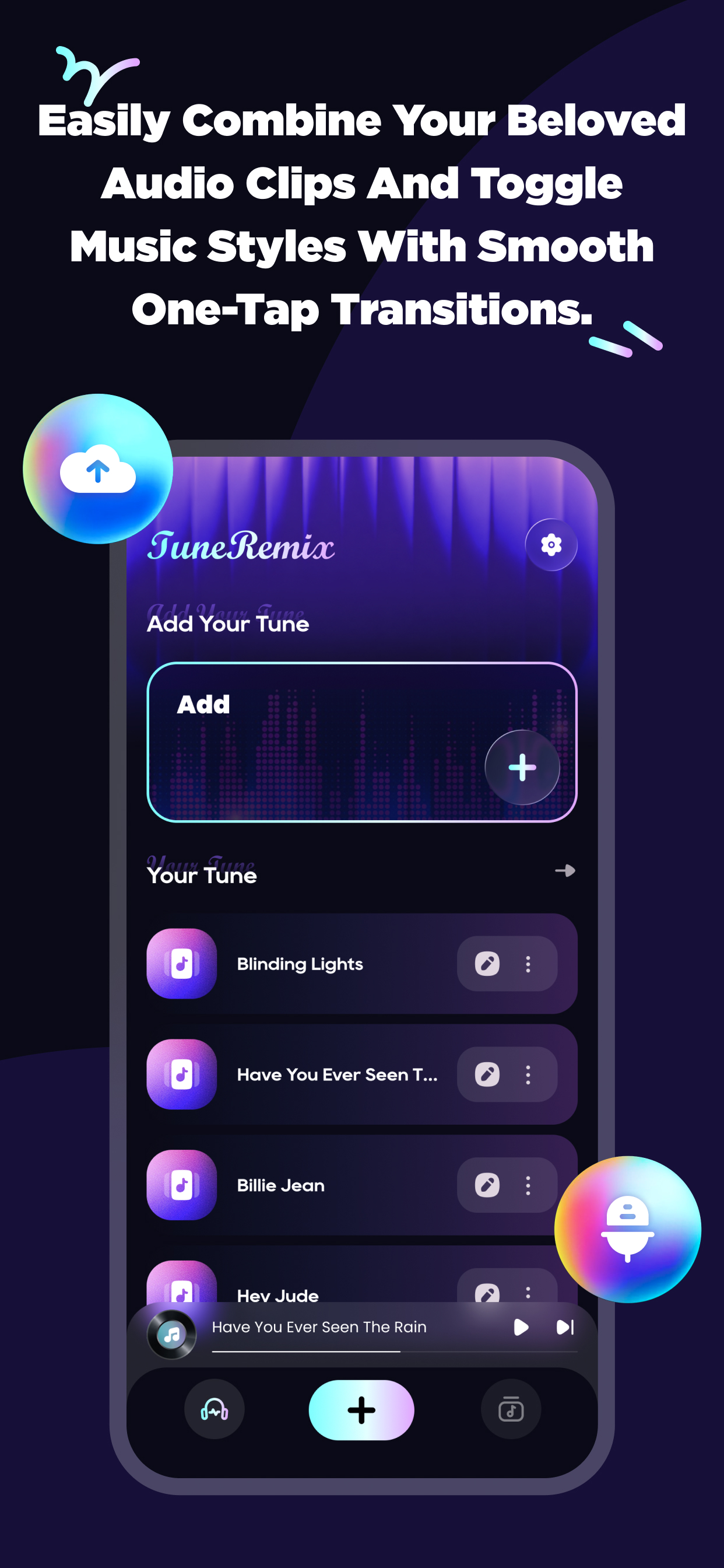 TuneRemix product image showing audio clips and music style transitions.
